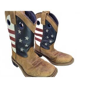 Cody James Vintage American Flag Cowboy Leather Boots - Kids Size 2 (D)